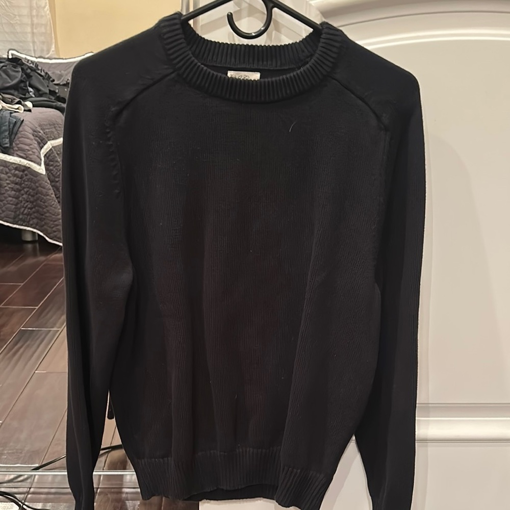 J. Crew Black Raglan shaker-stitch crewneck sweater (XS)